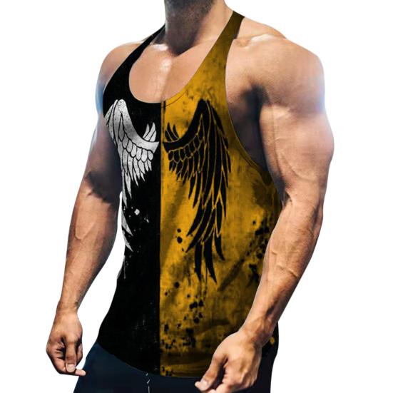 Herren Weste 3D Digitaldruck Patchwork Sommer Colorblock Schnelltrocknend Unterhemd Streetwear