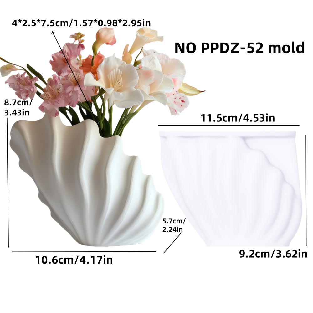 

Shell shaped vase resin silicone mold fan leaf conch pen holder concrete mould conch shells palm leaf flower vase gypsum molds