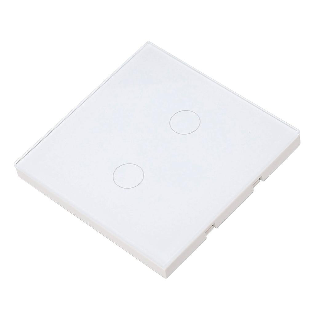 2 Gang Wall Switch with Indicator Tempered Glass Panel Touch Screen Light Switch 110‑240VAC White