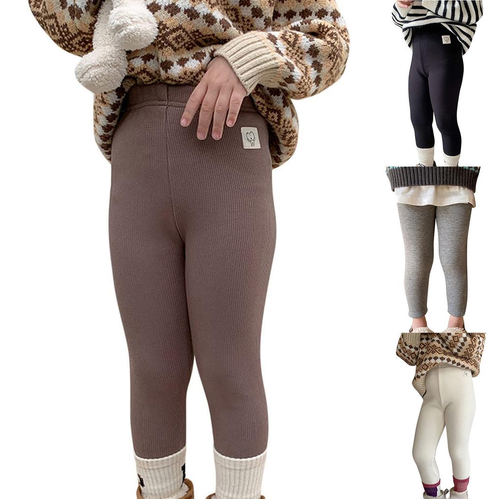 Girls' Fashionable High-Stretch Fleece-Lined Tights Winter Children's Versatile Thickened Thermal Leggings Baby Stylish Casual Trousers