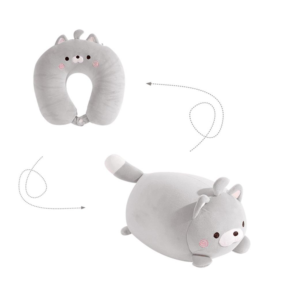 

Skin-friendly Cat U-shaped Pillow Deformable Travel Pillow Cartoon Neck Pillow Business Trip серый