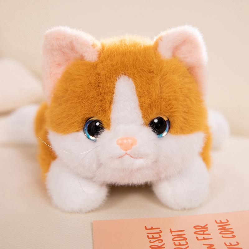 40~65Cm Lying Cat Kitten Plush Toy Stuffed Yellow Grey Orange Black Cow Mixed Colors Cats Fluffy Plushie Friend Gift