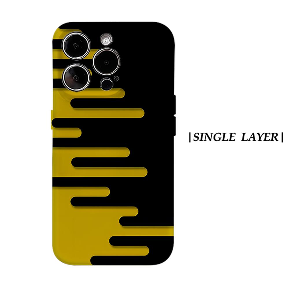 

Black Yellow Minimal Lines Phone Case for IPhone 17AIR 16E 16 15 14 13 12 11 17 Pro Max Plus Double-layer Back Cover IPHONE17PROMAX