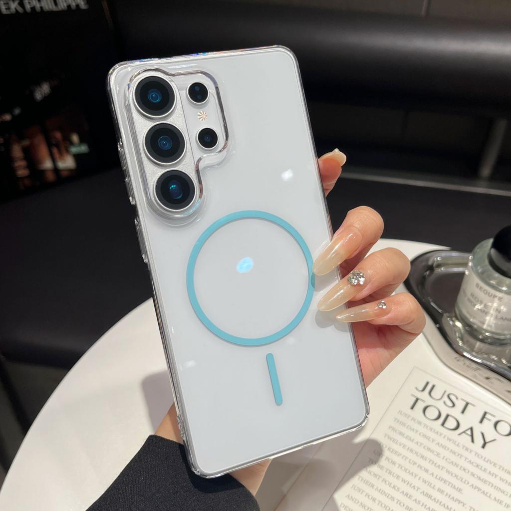 S26 is suitable for Samsung S25 + all-inclusive PC high transparency large hole thin ring magnetic suction S24U mobile phone case anti-drop S23 case