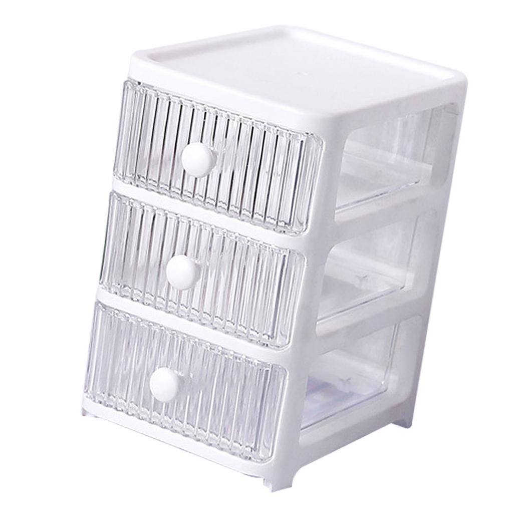 Desktop Storage Box with Drawers Multi Layers Transparent Multifunctional Stackable Desk Organizer