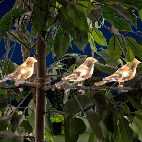 Decorative Solar Garden Lights Bird String Lights, Outdoor Waterproof Light, Warm Glow LED Light for Patio Balcony Lawn Decor Maintenance Free