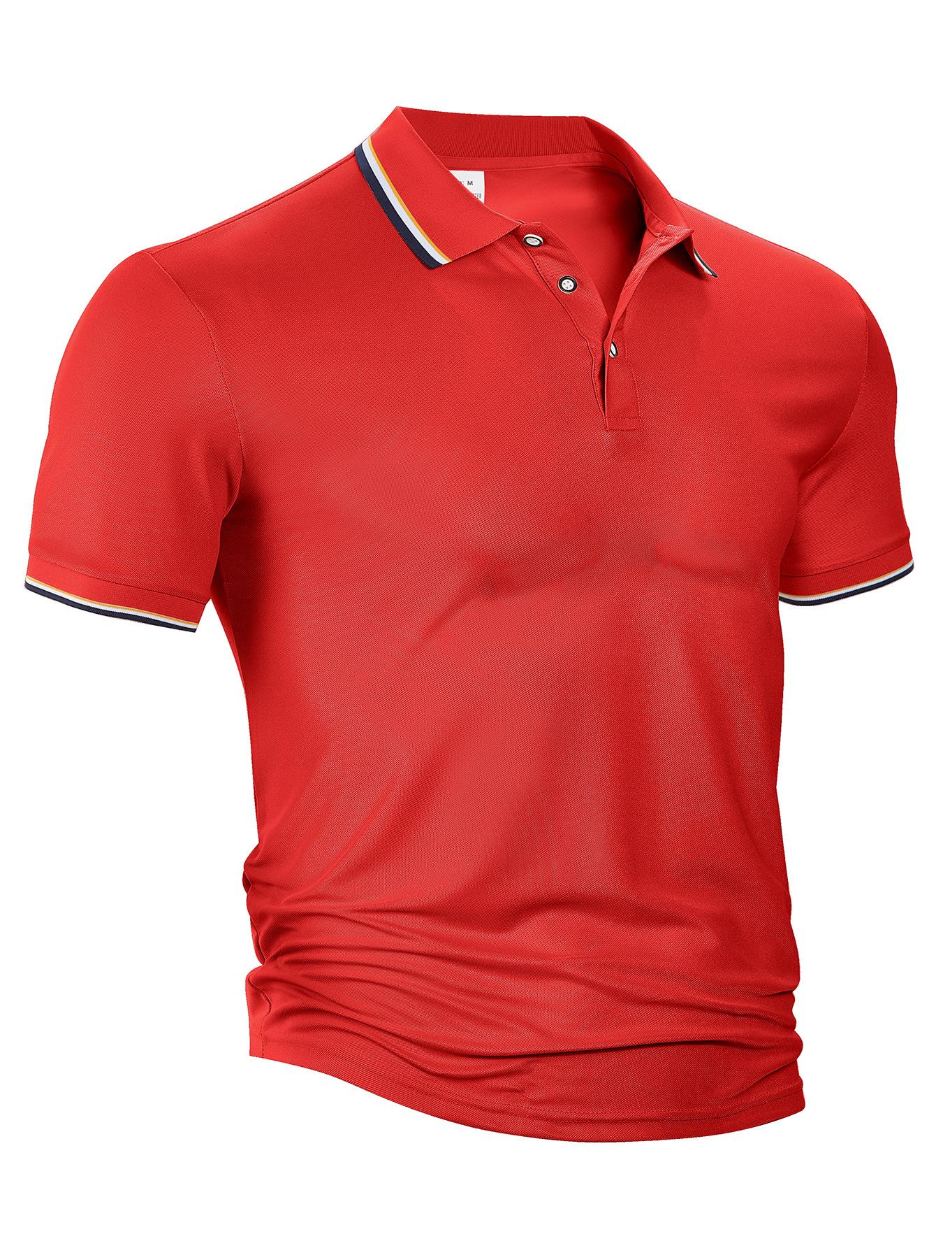 

European And American Short-Sleeved Men S Polo Shirt Summer Loose Casual Breathable Lapel Print Advertising Shirt T-Shirt S красный