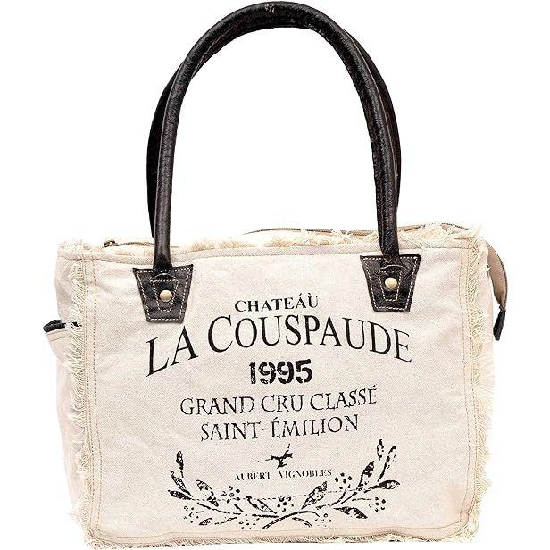 Canvas Hand Bag & Cowhide Tote Bag Radiant Upcycled Canvas & Cowhide Leather Bag for Women