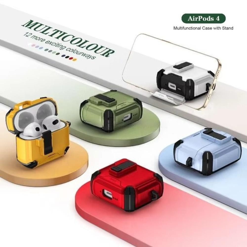 Magnetic Automatic Switch Armor Earphone Case With Hook For Apple Airpods 4 3 Pro 2 1 Bracket Shockproof Wireless Charging Cover