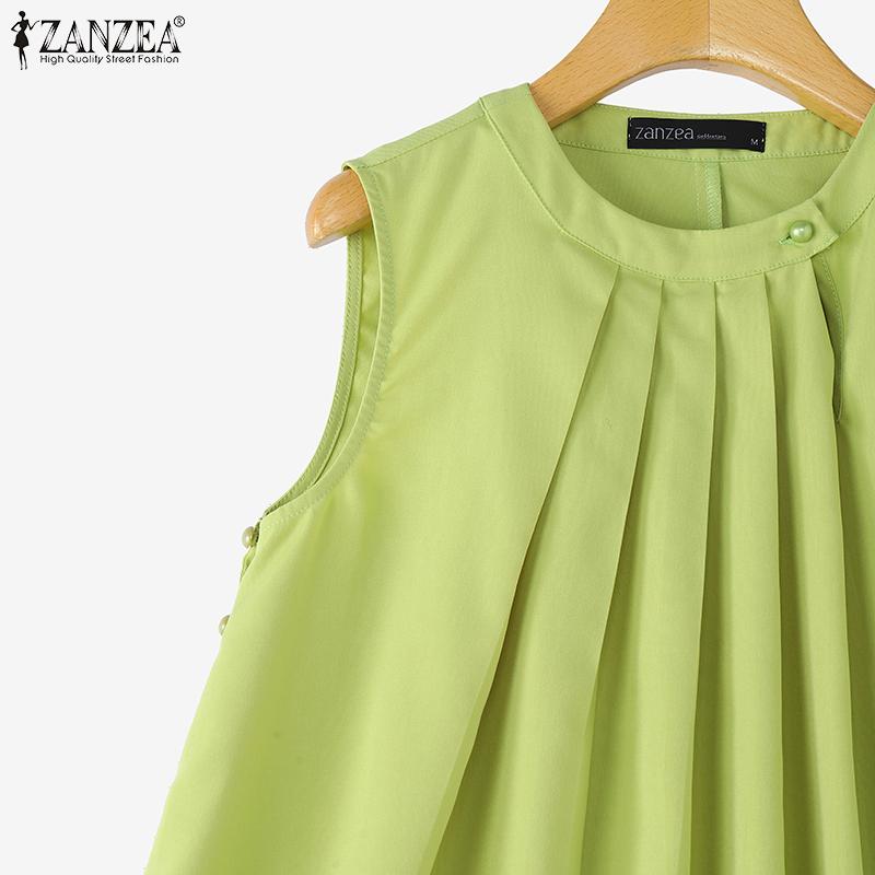 ZANZEA Women Casual Round Neck Loose Summer Sleeveless Tank Tops