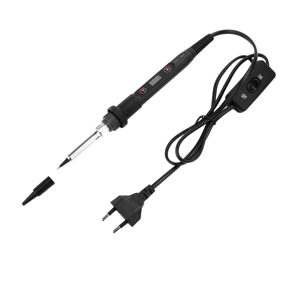 80W 220V/110V Soldering Iron Kit Adjustable Temperature LCD Solder Welding Tools Ceramic Heater Soldering Tips Tweezers Solderin