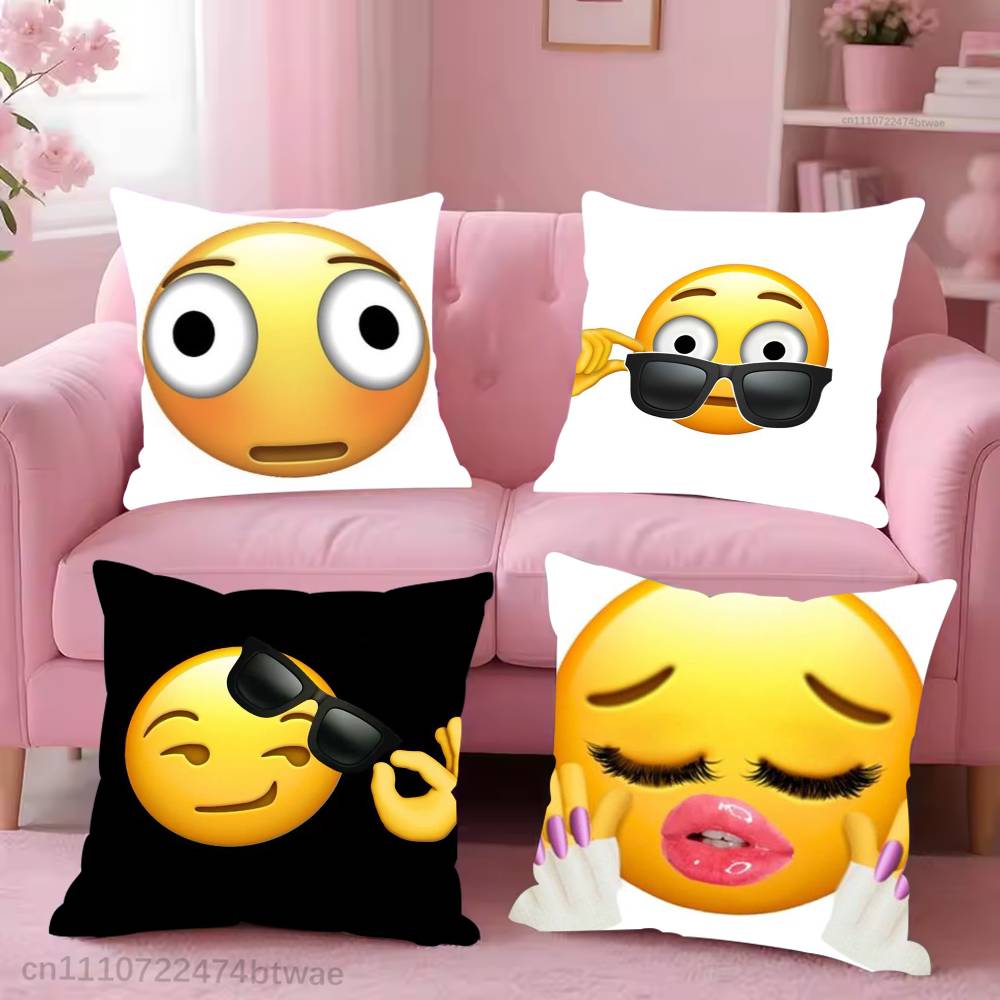Federe Cuscino con Adesivi Emoji Divertenti Federa Cuscino Carina e Divertente Per Festa di Matrimonio Decorazione per la Casa Comoda Copertura per Cuscino