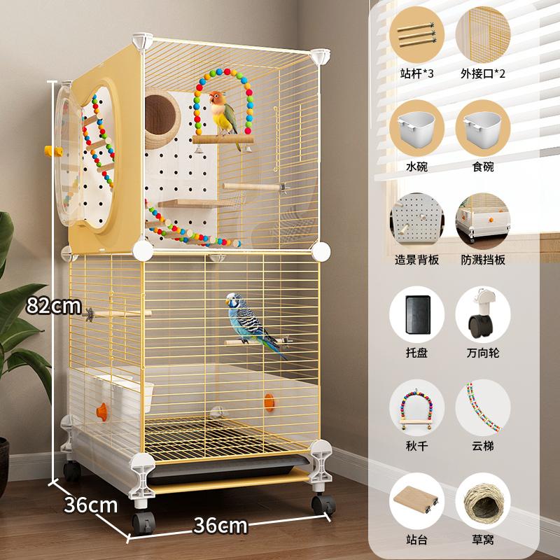 Gaiola Grande para Pássaros Papagaios com Design Anti-Espalhamento para Calopsitas e Periquitos, Aviário de Luxo para Periquitos Casa de Voo Premium para Animais de Estimação