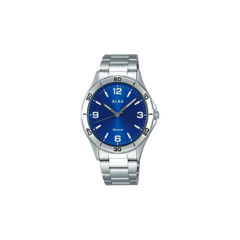SEIKO 100 meters waterproof Quartz Steel Strap 38.5mm men s watch blue dial AQPK412 синий