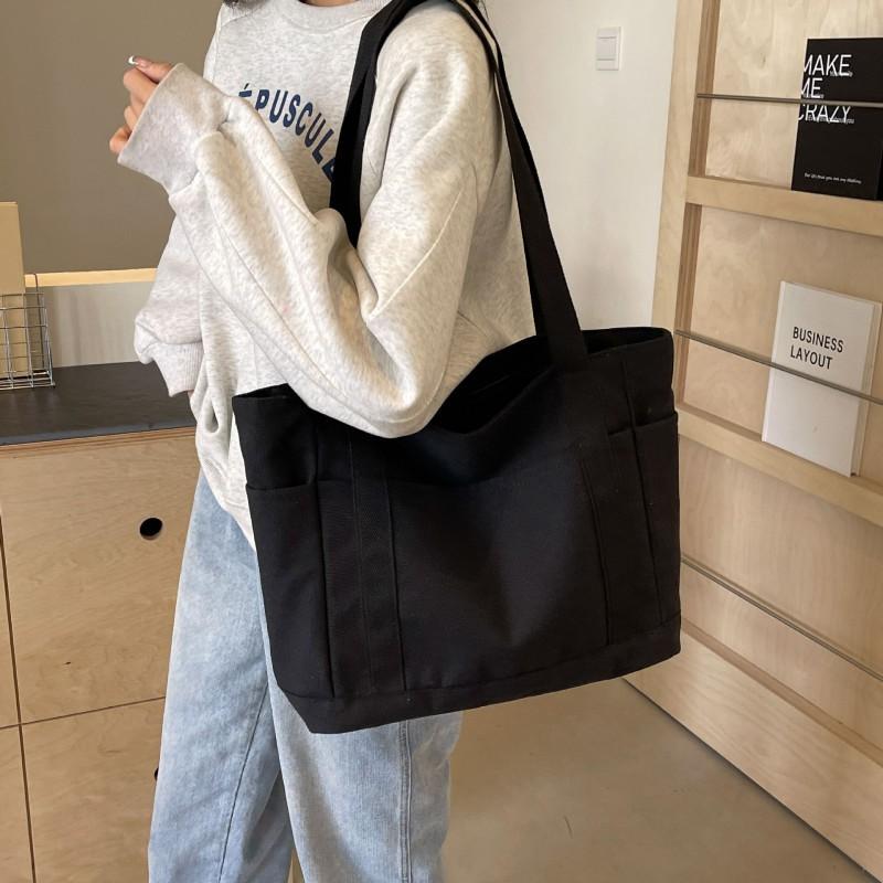 New Cross-border Canvas Large-capacity Shoulder Bag All-matching Commuter Student Class Handbag Casual Tote