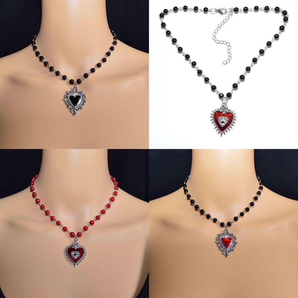 Modern Heartshaped Pendant Necklace For Women With Alloy Material And Gothic Style