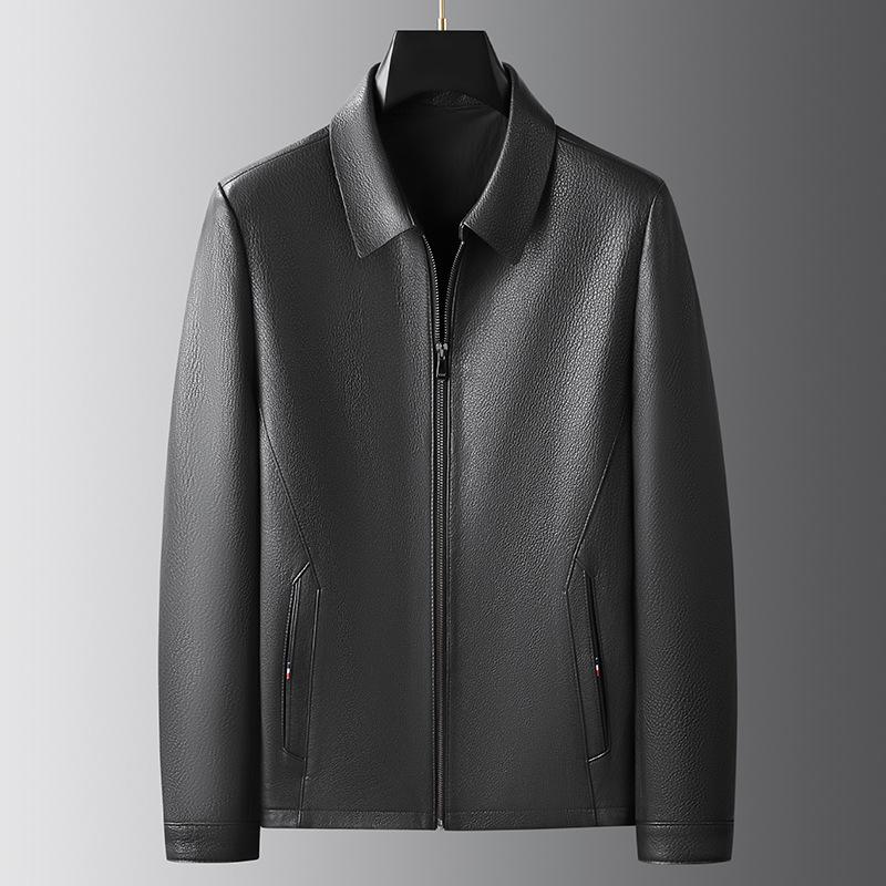 

Зимняя мужская куртка из козьей кожи, новая деловая куртка с лацканами, трендовая кожаная куртка среднего возраста 195