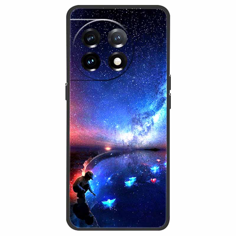 For OnePlus 11 5G Case One Plus 11R Flower Marble Black Bumper Soft TPU Silicone Cover for OnePlus 11 / 11R 5G Phone Cases Capas