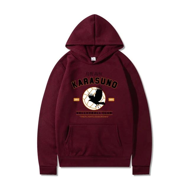 Autumn Winter Hoodies Cartoon Japanese Anime Street Wear Karasuno Flyover Pattern Men's and Women's Warm Sweatshirts