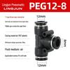 Pneumatic PU Quick Connect Three-Way Straight and Reducing Air Hose Adapter 4/6/8/10/12mm