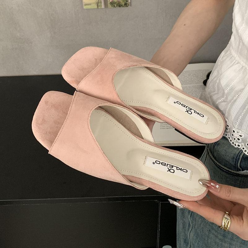 Fashion Fashion Square Toe Ladies Flats Slippers Sandals Shoes Summer Beach Female Slides Women Flats Slippers Shoes