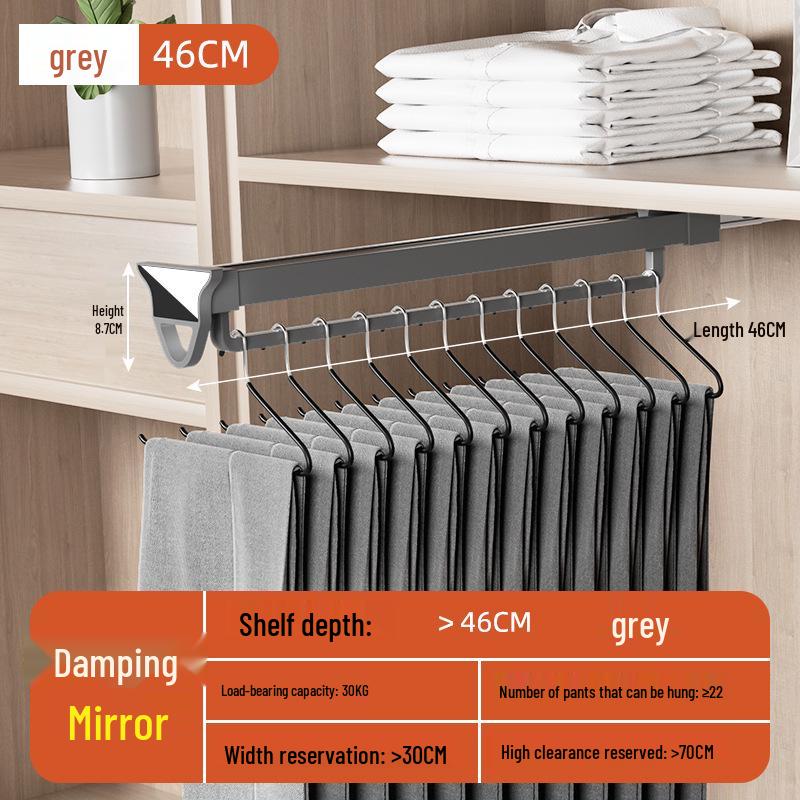 Telescopic Wardrobe Pants Rack with Buffer Drawer Slide & Hanging Rod
