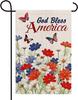 Texupday God Bless America Patriotic Red Blue White Daisy Oral Decoration Memorial Day Double Sided Burlap Garden Ag Rus SSL