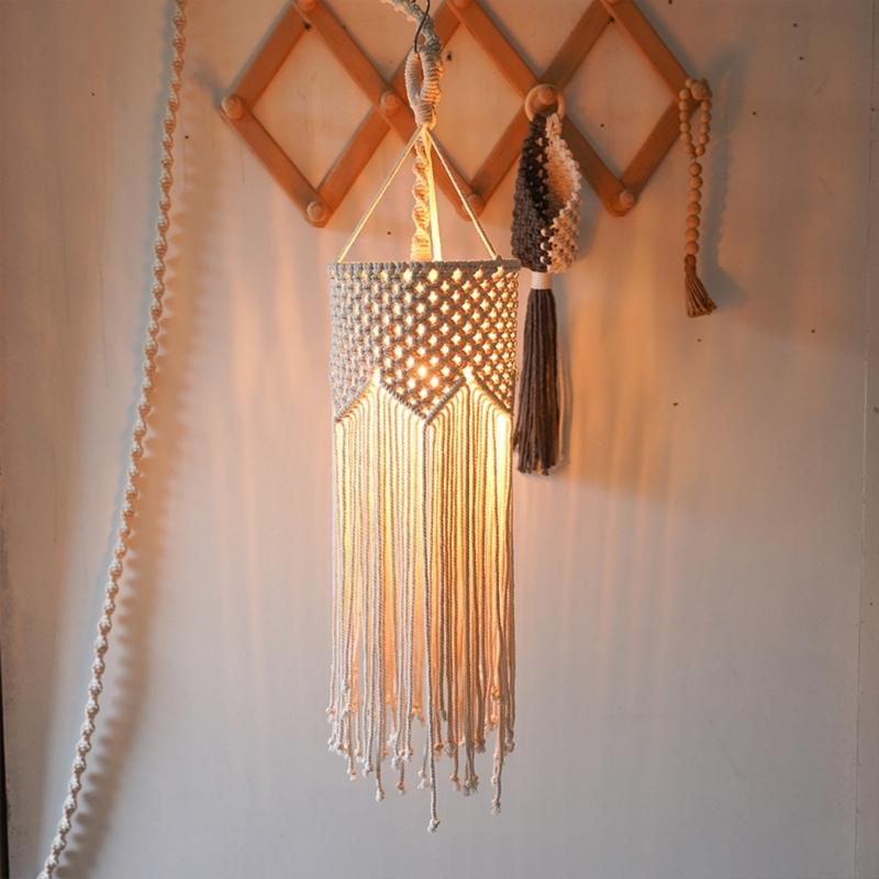 Chandelier Shade, Handmade Pendant Lighting Cover Lamp Shade, 25x55cm Cotton Hand Woven Pendant