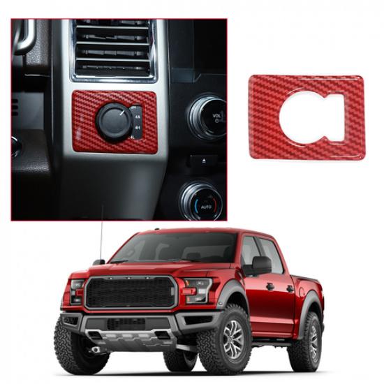 Panneau de Bouton de Commande 4WD Garniture Décorative Pour Ford F150 15+ Fibre de Carbone Rouge