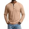 Men's Round Neck Long Sleeve Raglan T-Shirt with Button Placket for Casual Athletic Everyday Wear