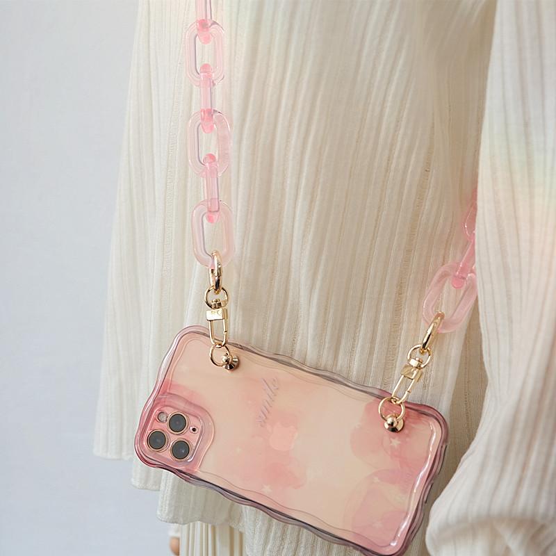 New Phone Accessory Detachable Parts Chain Matte White Crossbody Resin Luxury Strap Phone Case Chains Candy Neon Acrylic Shoulder Chain