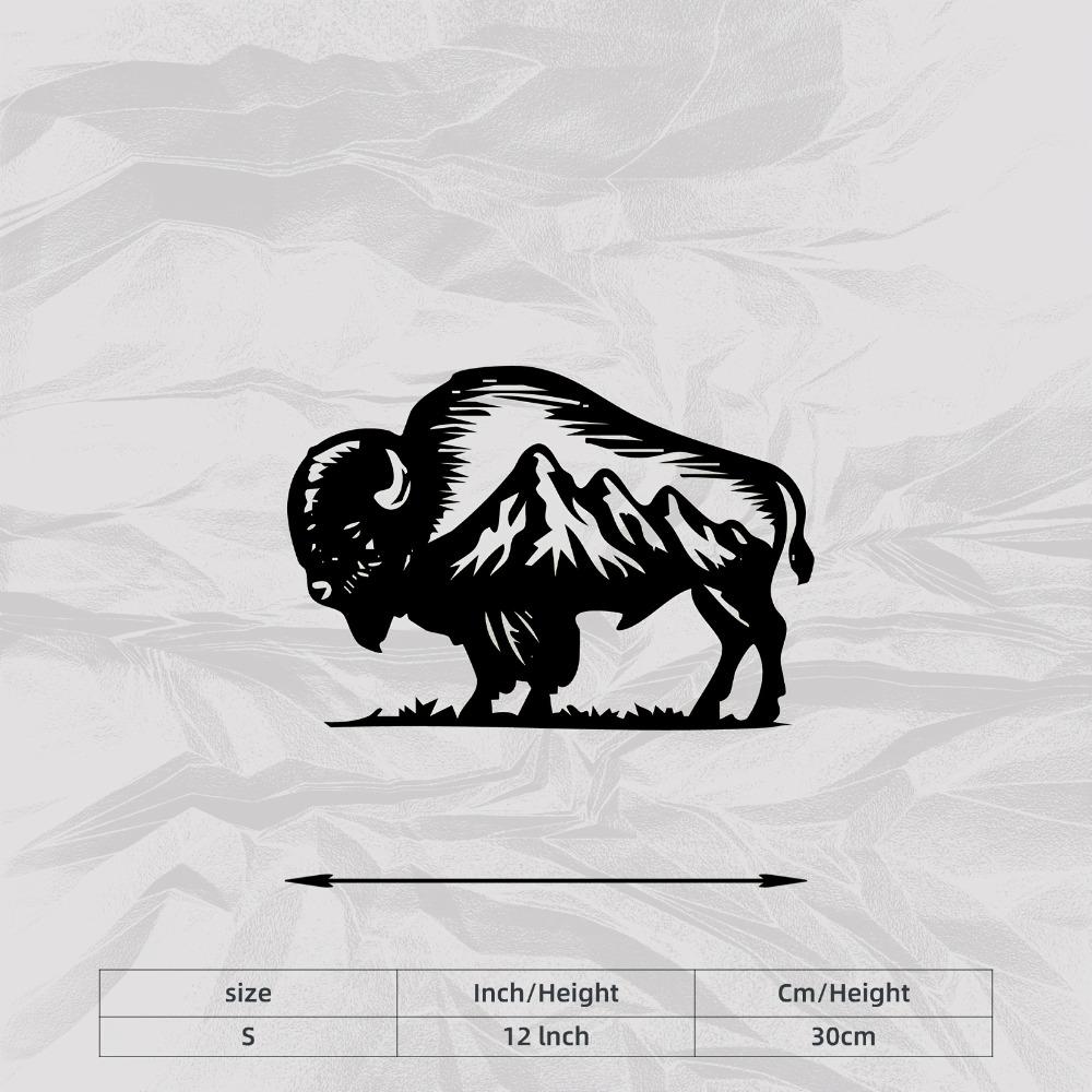 

Heavy Duty Iron Buffalo Mountain Wall Art Outdoor Wildlife Sculpture Patio Garden Fence Decor Weather Resistant Nature Lovers Gift S/30cm/12inch