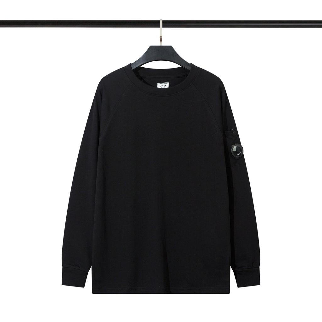 CP Lenses Men's Loose Solid Color Round Neck Pullover Terry Sweater Jacket Casual Trend Youth Trendy Brand Men