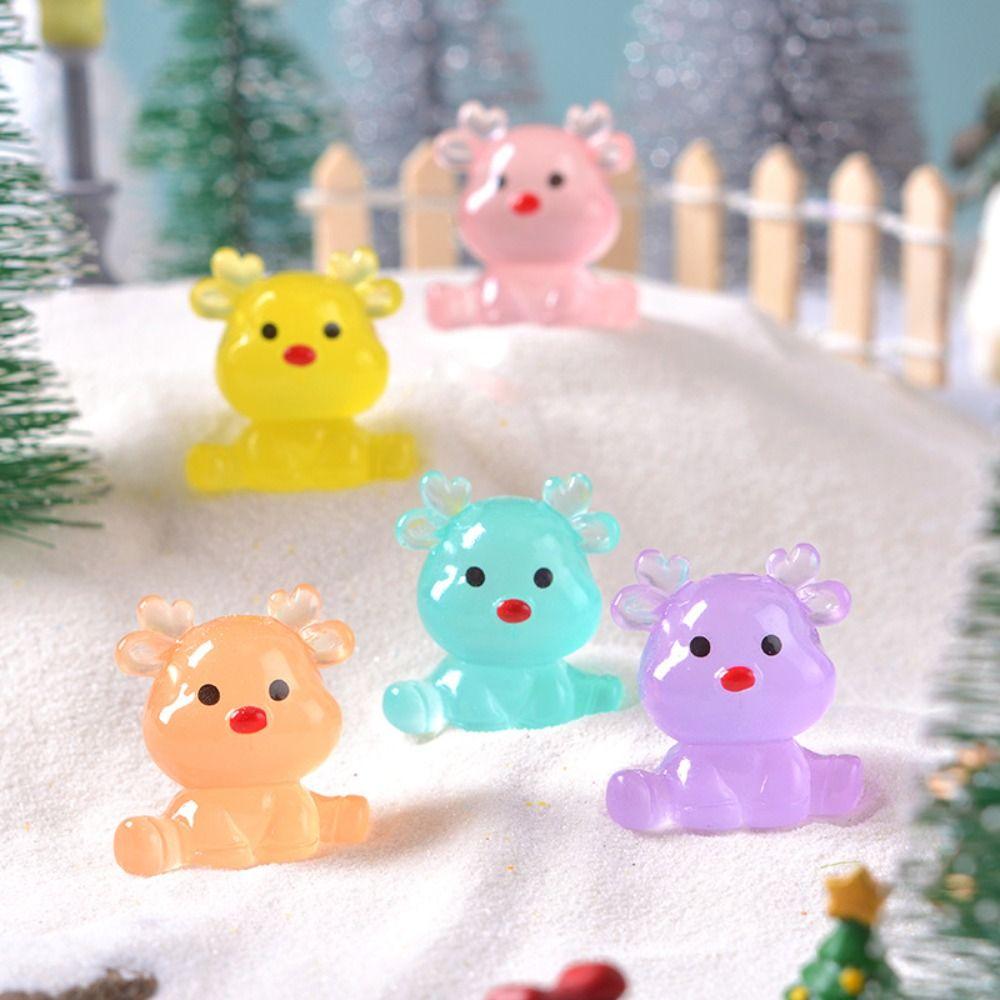 

Resin Crafts Elk Miniature Figurines Cartoon Deer Statue Christmas Gift розовый