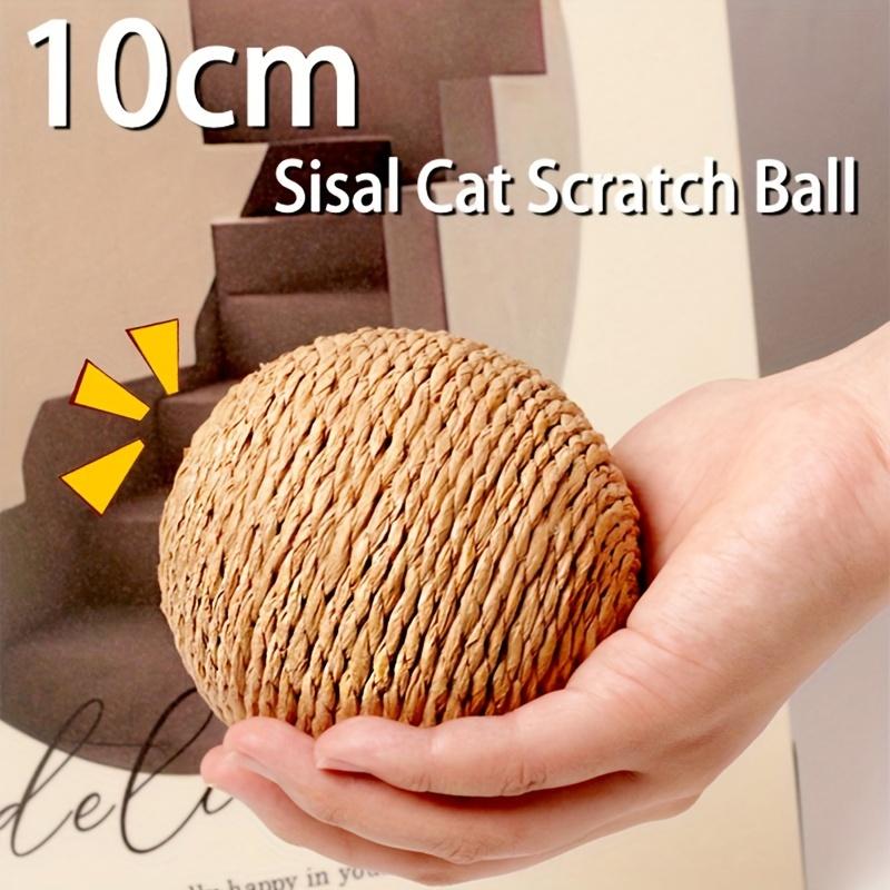 Interactive Sisal Cat Scratching Ball - 10.16cm Durable, Sound-Making Toy for Endless Fun & Exercise, Ideal for Large Breeds