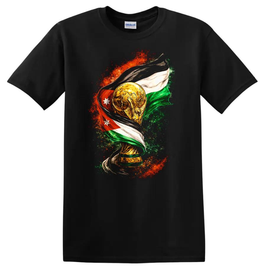 World Cup Trophy T Shirt Soccer Fans Jordan Flag Celebration Tee