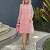 Autumn Fashion Cake Dress Women's Temperament Loose and Thin Round Neck Long-sleeved Dress Women