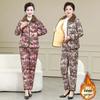 Velvet-Lined Winter Cotton Coat & Pants Set for Moms