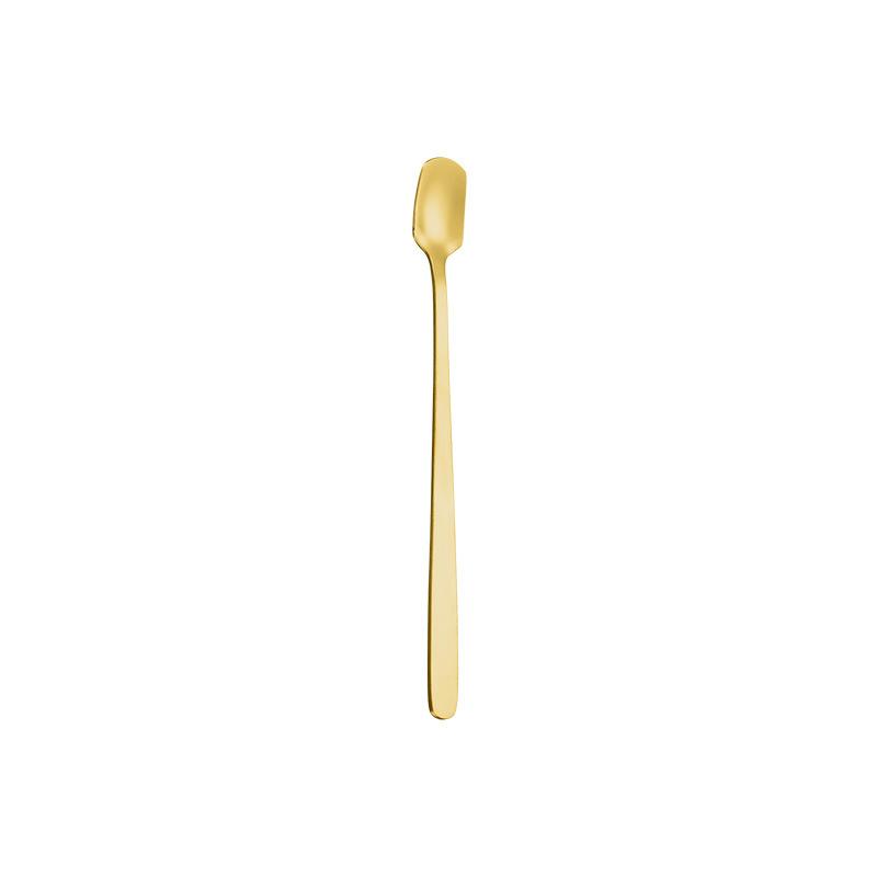 Stainless steel long handle stirring spoon milk powder coffee spoon dessert spoon creative golden small spoon small round spoon