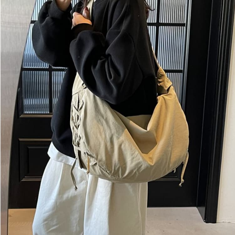 Simple Nylon Drawstring Tote Bag Women's Shoulder Bag