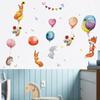 Cartoon Colorful Balloons Animals Wall Stickers for Kids Room Baby Nursery Room Decoration Wall Decals PVC Fox Bunny Stickers
