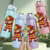 1PC Firefighter Fireman Cartoon Print 750ml Color Plastic Sports Water Bottle Leakproof Flip Straw Lid Suitable for Sports Office Home Use