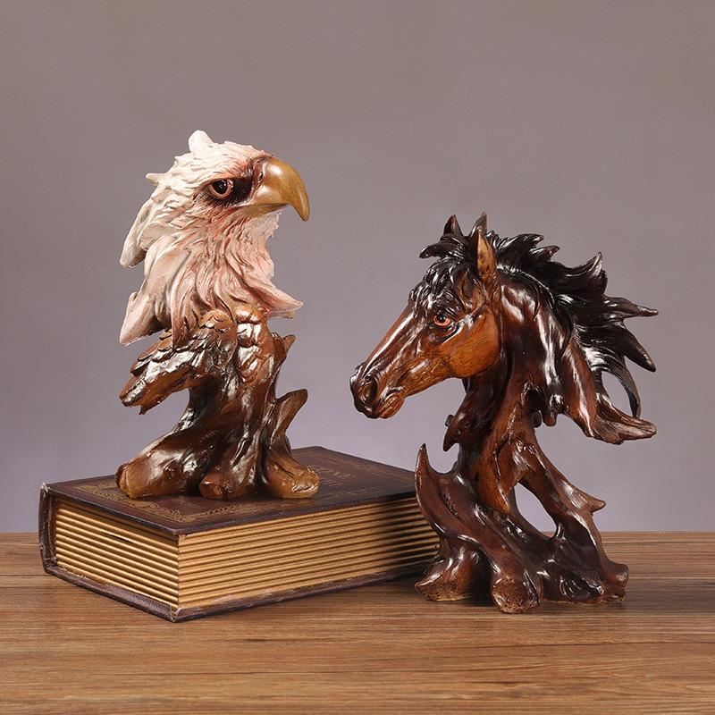 Resin Synthetic Animal Head Statue Office Bookshelf Decoration Gift Friends For