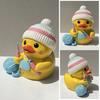 Funny Duck Figurine Small Resin Crocheting Duck Statue Collectible Tabletop Ornament for Desk Bookshelf Car Dashboard Decor