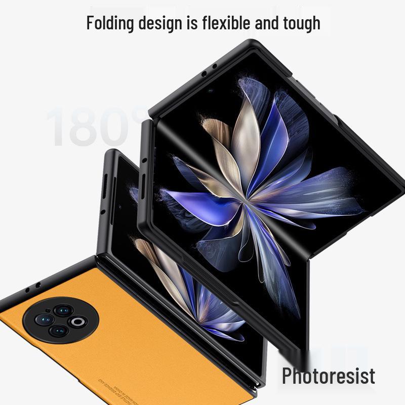 Vivo X Fold5 Luxury Leather Business Protective Case – Anti-fall, Plain Leather Grain Design