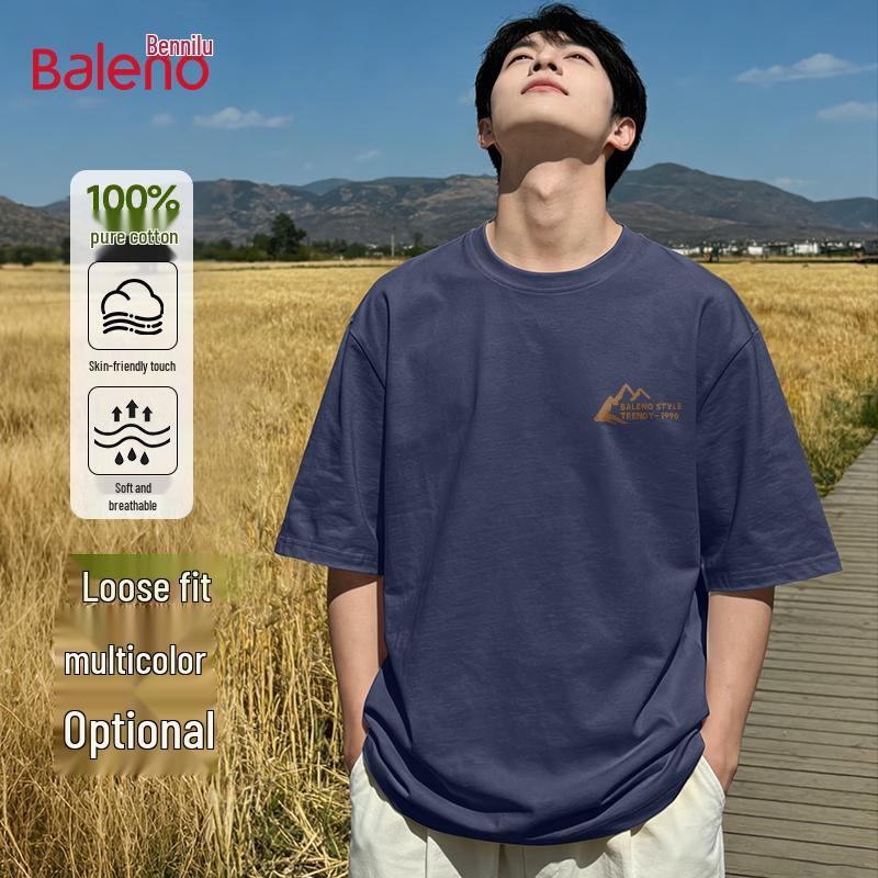 Baleno Men's Pure Cotton Heavyweight Loose Fit Round Neck T-Shirt