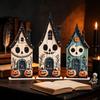 Durable Solid Wood Decor 3Pcs Halloween Ghost Pumpkin House Ornaments, 2D Flat Wooden Tabletop Decorations Office Desk Holiday Decoration for
