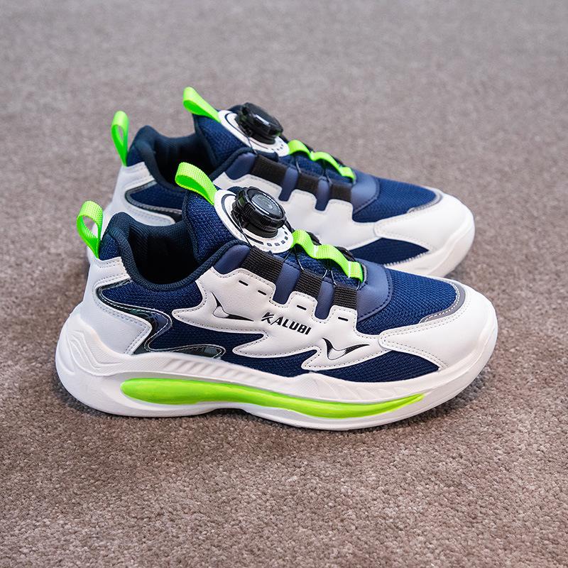 Boys spring and autumn new sports shoes mesh rotating button casual shoes girls primary and secondary school students soft-soled dad shoes