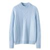 Women's Thickened Cashmere Half-High Neck Diamond Cable Knit Sweater - Long Sleeve Solid Color Pullover