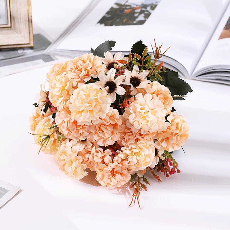 15 flower head artificial flower silk hydrangea white wedding small bouquet fake flower party DIY decoration